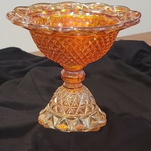 Vintage Imperial Glass Marigold CARNIVAL GLASS Open Edge Compote Dish. EUC